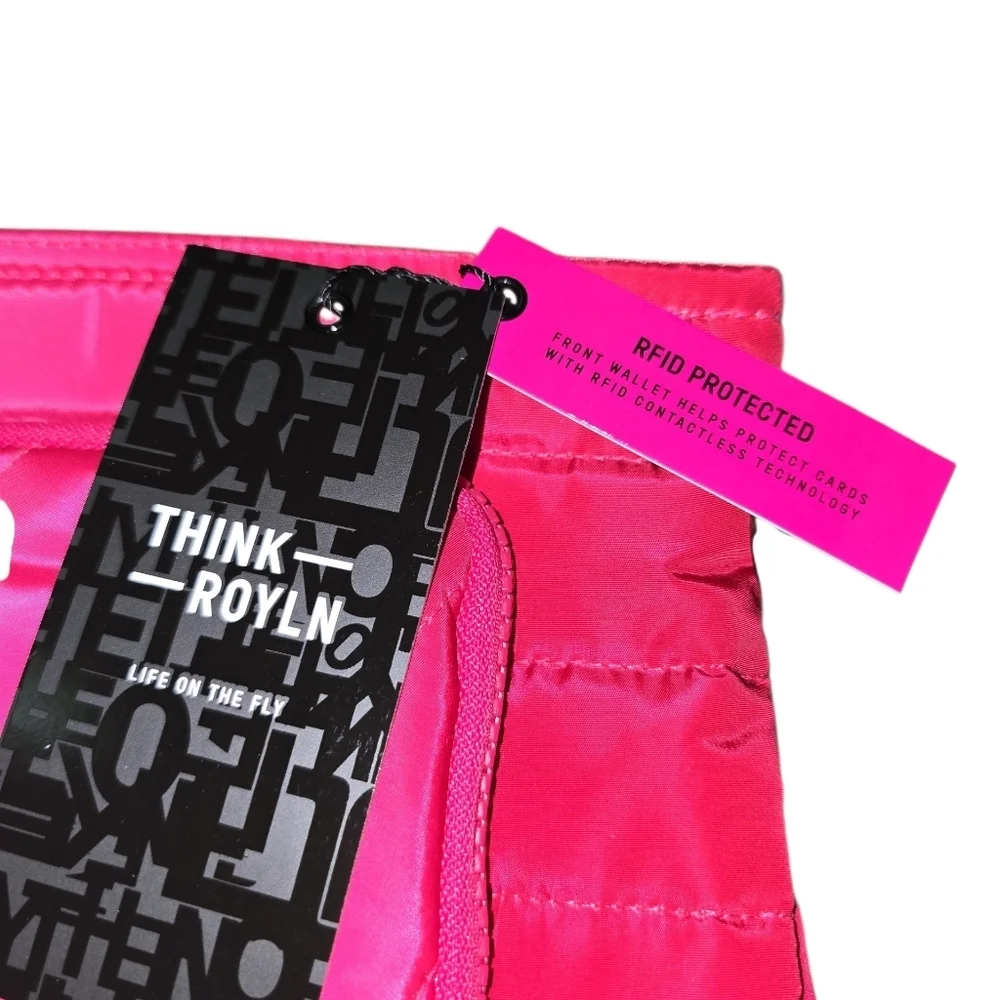THINK ROYLN Bright Pink Quilted Wristlet Clutch With Strap, NWT!!!